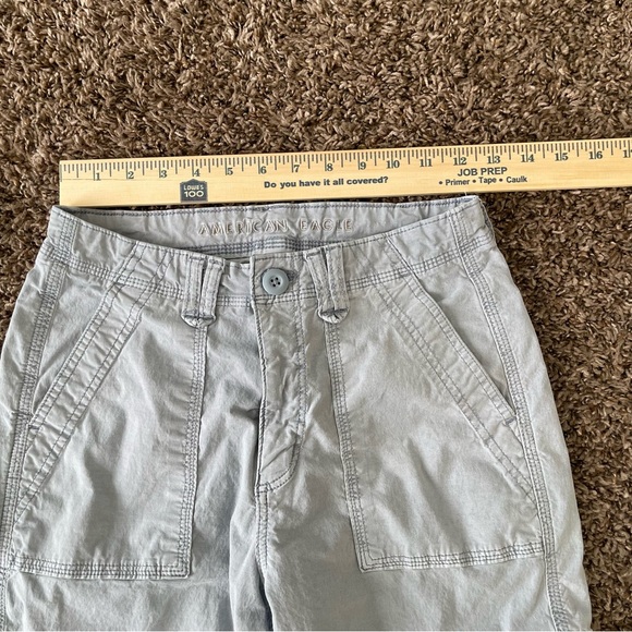 American Eagle AE Stretch Cargo Pants Light Gray Size 2 Straight Leg Y2K - Picture 6 of 12